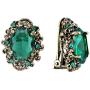 BriLove Womens Victorian Style Crystal Floral Cameo Inspired Oval Clip-On Earrings