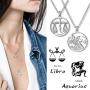 Besilver Zodiac Constellation Pendant Necklace Charm Women Men 925 Sterling Silver Horoscope Sign Astorlogy Necklace Celestial Symbols Jewelry Birthday Gifts for Wife Girlfriend Gift