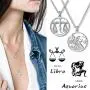 Besilver Zodiac Constellation Pendant Necklace Charm Women Men 925 Sterling Silver Horoscope Sign Astorlogy Necklace Celestial Symbols Jewelry Birthday Gifts for Wife Girlfriend Gift