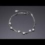 S925 Sterling Silver Jewelry Forever Love Heart Stars Beads Double Chain Bracelet Friendship Adjustable Charm Bracelet Gift for Womens Girls 7+2 inches