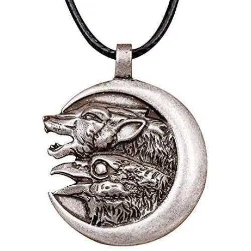 HAQUIL Viking Jewelry Wolf and Raven Pendant Leather Cord Necklace for Men and Women, 19.7'' HAQUIL Viking Jewelry Wolf and Raven Pendant Leather Cord Necklace for Men and Women, 19.7''