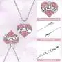 Hicarer 2 Pieces Big Sis and Little Sis Heart-Shape Crystal Pendant Necklace Sister Jewelry Set for Sister Girls Kids Supplies