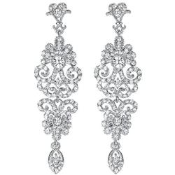 mecresh Gold/Silver Rhinestone Chandelier Wedding Bridal Dangle Earrings