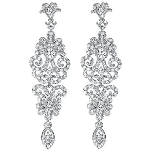mecresh Gold/Silver Rhinestone Chandelier Wedding Bridal Dangle Earrings