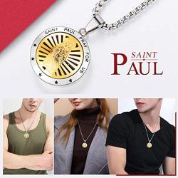 FaithHeart Saint Michael/Christopher/Anthony/St. Joseph/Patrick Pendant Necklace, Stainless Steel Essential Oil Diffuser Locket Pendants Custom Engraved Saints Jewelry (Send Gift Box)