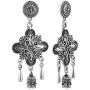 Saissa Silver Plated Oxidised Metal Bollywood Dangler Boho Earrings Indian Jewelry for Women