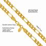 Lifetime Jewelry 7mm Figaro Chain Necklace 24k Gold Plated for Men Women & Teen