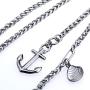 4mm width stainless steel men women anchor pendant necklace jewelry