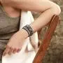 Emibele Layered Leather Bracelet, Rivet Leopard Print Bohemian Style Multilayer Wrap Bracelet, Handmade Agate Chakra Crystal Glass Beaded Shell Bracelet for Women Emibele Layered Leather Bracelet, Rivet Leopard Print Bohemian Style Multilayer Wrap Bracelet, Handmade Agate Chakra Crystal Glass Beaded Shell Bracelet for Women