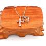 Rose Gold & Platinum Plated Baguette Cut Cubic Zirconia Cross Pendant Necklace with Mustard Seed Heart Pendant Y938