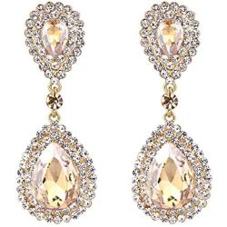 BriLove Womens Fashion Wedding Bridal Crystal Teardrop Infinity Dangle Earrings