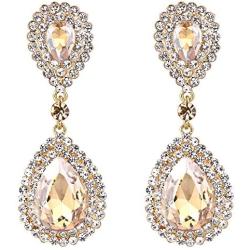 BriLove Womens Fashion Wedding Bridal Crystal Teardrop Infinity Dangle Earrings