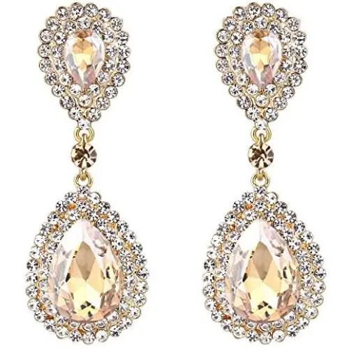 BriLove Womens Fashion Wedding Bridal Crystal Teardrop Infinity Dangle Earrings BriLove Womens Fashion Wedding Bridal Crystal Teardrop Infinity Dangle Earrings