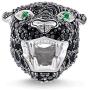 EVESCITY Swarovski Crystallized Black Panther Emerald Eyes Silver Bead For Charms Bracelets - Best Jewelry Gifts for Her Animal Lovers