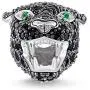 EVESCITY Swarovski Crystallized Black Panther Emerald Eyes Silver Bead For Charms Bracelets - Best Jewelry Gifts for Her Animal Lovers