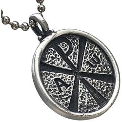 CHI-RHO Constantine Christian Jewelry Monogram Christogram XP Cross Chirho Jesus Christ name bible verse JN8:12 pewter Mens Pendant Necklace Protection Amulet Lucky Charm Medallion Silver ball Chain