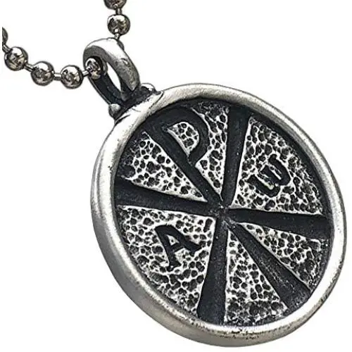 CHI-RHO Constantine Christian Jewelry Monogram Christogram XP Cross Chirho Jesus Christ name bible verse JN8:12 pewter Mens Pendant Necklace Protection Amulet Lucky Charm Medallion Silver ball Chain CHI-RHO Constantine Christian Jewelry Monogram Christogram XP Cross Chirho Jesus Christ name bible verse JN8:12 pewter Mens Pendant Necklace Protection Amulet Lucky Charm Medallion Silver ball Chain