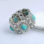 Amazon Day Deals Turquoise Long Beaded Bohemia Necklace for Women Vintage Ethnic Alloy Pendant Jewelry & Earring Set