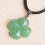 iSTONE Four Leaf Clover Necklace,Made with Green Aventurine Jade for Faith Hope Love and Luck 16 Inch Rope Chain