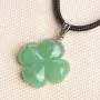 iSTONE Four Leaf Clover Necklace,Made with Green Aventurine Jade for Faith Hope Love and Luck 16 Inch Rope Chain