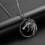 hanreshe Witcher Necklace Wild Hunt Medallion Necklace Witcher Pendant Women Men Punk Jewelry Pendant Wolf Metal Chain Witcher Cosplay