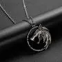 hanreshe Witcher Necklace Wild Hunt Medallion Necklace Witcher Pendant Women Men Punk Jewelry Pendant Wolf Metal Chain Witcher Cosplay