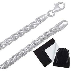 5mm Solid .925 Sterling Silver Braided Wheat Chain Necklace
