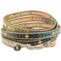 NOVICA Coral and Blue Glass Beaded Wrap Bracelet with Loop Closure, 35'' Cerro de la Cruz in Blue