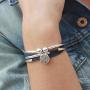 Lizzy James Girlfriend Silver Bracelet Necklace with Silver Tree of Life Charm in True Blue Leather