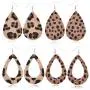 4 Pairs Leopard Faux Leather Earrings Set Trendy Colorful Shining Leopard Dangle Earrings Dainty Leopard Teardrop Earrings for Women Girls Jewelry