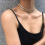 Nanafast Cuban Chain Necklace Bracelet Set for Women CZ Rhinestone Inlaid Necklace Bracelet for Girls Punk Hip Hop Jewelry Adjustable