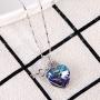 925 Sterling Silver Crystal Pendant Necklace for Women Waterdrop Teardrop Love Heart Pear Shaped Bling Colorful Crystal Chain Jewelry for Ladies Girls Birthday Gift