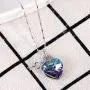 925 Sterling Silver Crystal Pendant Necklace for Women Waterdrop Teardrop Love Heart Pear Shaped Bling Colorful Crystal Chain Jewelry for Ladies Girls Birthday Gift