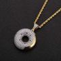 Moca Jewelry Iced Out Donuts Personalized Pendant 18K Gold Plated Bling CZ Simulated Diamond Hip Hop Necklace for Men Women