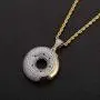 Moca Jewelry Iced Out Donuts Personalized Pendant 18K Gold Plated Bling CZ Simulated Diamond Hip Hop Necklace for Men Women
