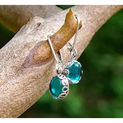 Recycled Vintage Mason Jar Sterling Silver Botanical Collection Leverback Earrings