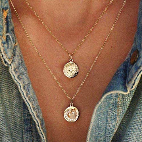 Yalice Layered Coin Necklace Chain Gold Pendant Necklaces Vintage Disc Necklace Jewelry for Women and Girls