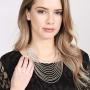 RIAH FASHION Chain Drape Multi Strand Long Layered Waterfall Necklace - Sparkly Rhinestone Statement Bib, Metallic Bead Collar Choker, Bohemian Fringe Tassel