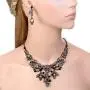 EVER FAITH Austrian Crystal Halloween Skull Snake Necklace Earrings Set EVER FAITH Austrian Crystal Halloween Skull Snake Necklace Earrings Set
