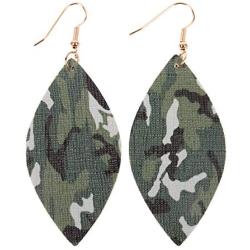 Bohemian Fun Print Leatherette Geometric Drop Earrings - Lightweight Pattern Faux Leather Feather, Petal Leaf, Tie Dye Teardrop, Floral, Leopard Camo Dangles