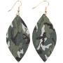 Bohemian Fun Print Leatherette Geometric Drop Earrings - Lightweight Pattern Faux Leather Feather, Petal Leaf, Tie Dye Teardrop, Floral, Leopard Camo Dangles