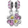 JMQJewelry Grandma Mom Mama Heart Love Family Lucky Clover Birthstone Crystal Dangle Charms for Bracelets Grandmother Wife Sister Women Jewelry