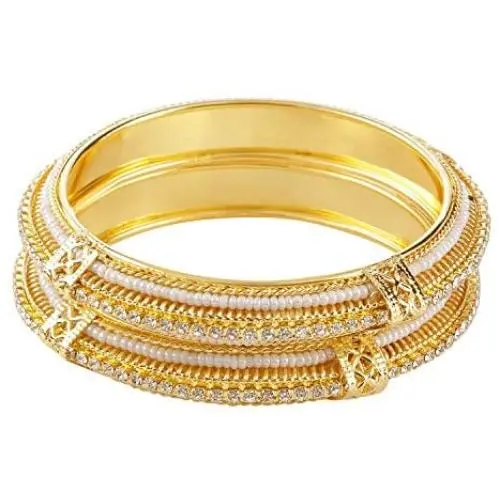 Efulgenz Indian Style Bollywood Traditional Gold Plated Faux Pearl Stone Wedding Bracelet Bangle Set Jewelry Efulgenz Indian Style Bollywood Traditional Gold Plated Faux Pearl Stone Wedding Bracelet Bangle Set Jewelry