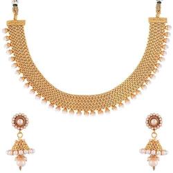 Royal Bling Bollywood Style Traditional Indian Jewelry Set Temple Coin Necklace with Earrings for Women