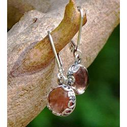 Recycled Antique Pink Depression Glass Sterling Silver Botanical Collection Leverback Earrings