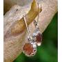 Recycled Antique Pink Depression Glass Sterling Silver Botanical Collection Leverback Earrings