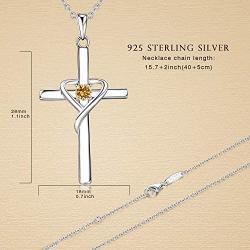 925 Sterling Silver Cross Necklace for Women Birthstone Necklace for Mom Gift for Mothers Day, Birthday or Anniversary by AmorAime