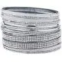 Lux Accessories Silver Tone Sticker Glitter Pave Crystal Rhinestone Bangle Set