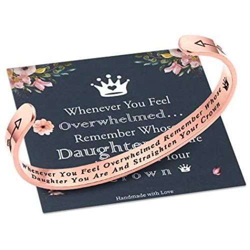 Whenever You Feel Overwhelmed Remember Whose Straighten Your Crown Bracelet, Engraved Inspirational Bracelets Personalized Gift for Mom, Daughter, Granddaughter, Sister, Best Friend, Women and Girls
