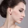 Gem Stone King 5.00 Ct Oval Red Created Ruby 18K Yellow Gold Plated Silver Earrings